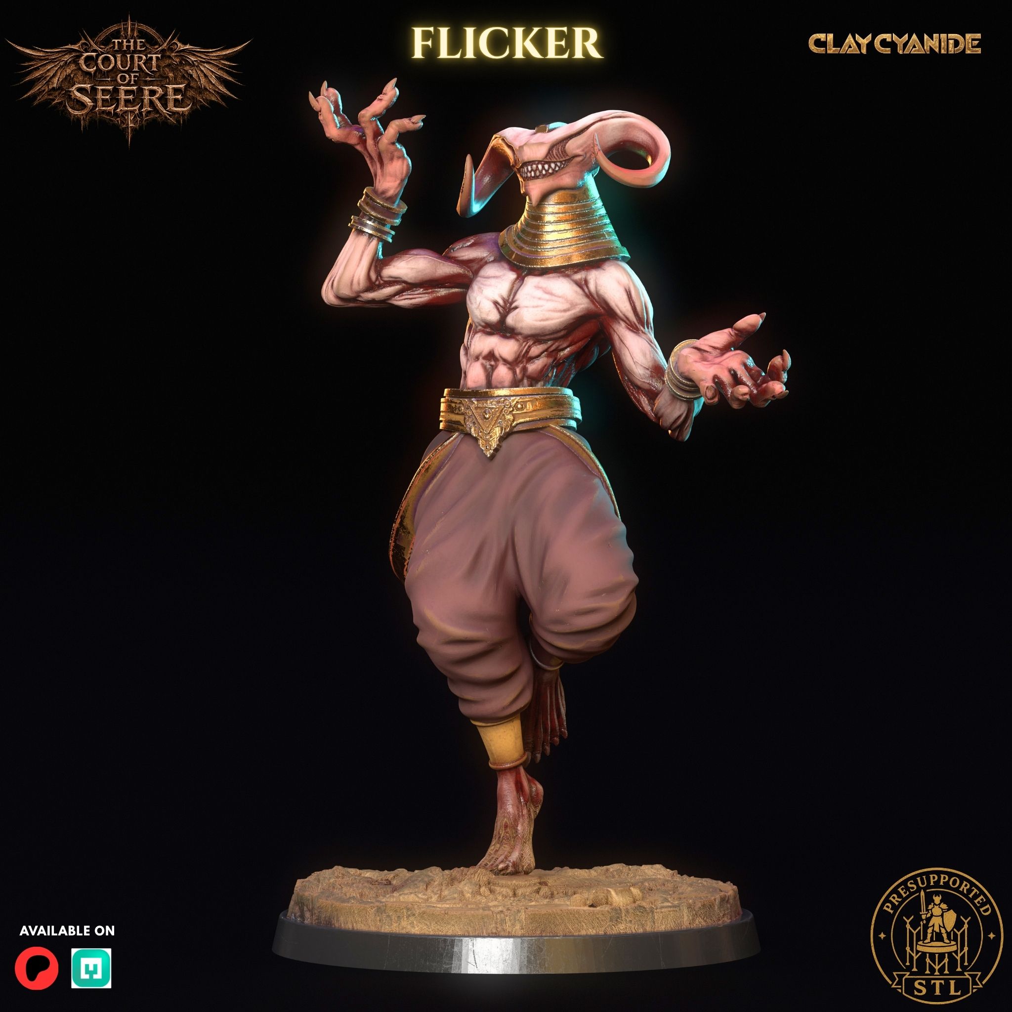 Flicker — the Step Between, Herald of Prince Seere, dark fantasy 3D printable STL miniature by Clay Cyanide